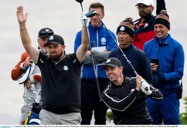 Shane Lowry on a practice round at Whistling straits PIC: Sportsfile