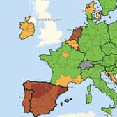 Snapshot of EU countries and their rates of Covid