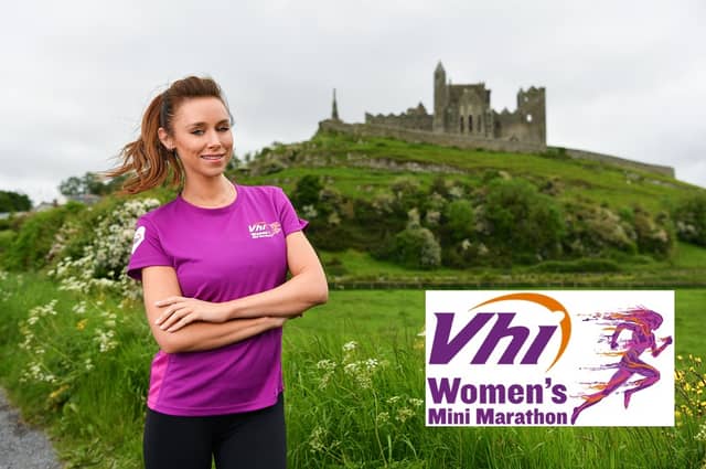 Una Healy launches the 2021 VHI Women's Mini-Marathon at the Rock of Cashel in her native Tipperary