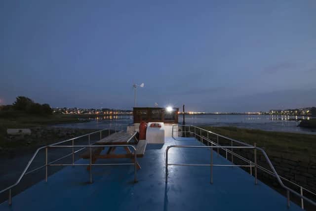 Lough Atalia is a protected inlet off Galway Bay, and therefore it is tidal, meaning Catherina will go up and down with the tide. She will not always be floating. The tidal height at the time of your stay will be completely dependent on the lunar cycle.