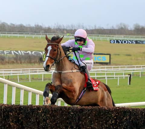 Faugheen, ridden by Patrick Mullins, jump the last fence on their way to landing the Grade 1 €100,000 Matchbook Betting Exchange Novice Chase at Limerick Racecourse on St Stephen's Day