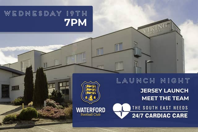 Waterford FC will feature the 24/7 Cardiac Cover for the South East logo on their jerseys
