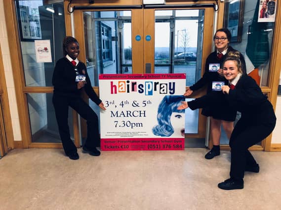 Presentation Secondary School in Waterford students promoting Hairspray