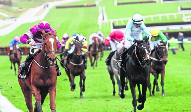 Samcro, seen here winning at Cheltenham, goes in the Champion Hurdle at 5.30pm today at Punchestown