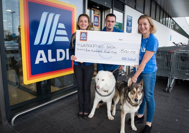 Aldi’s Lucija Kondrat with Waterford SPCA’s Michelle Quinlivan and Tony Perkert