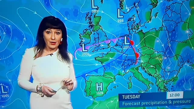 Jeanne Byrne presents the Met Éireann Christmas week weather forecast on RTÉ.