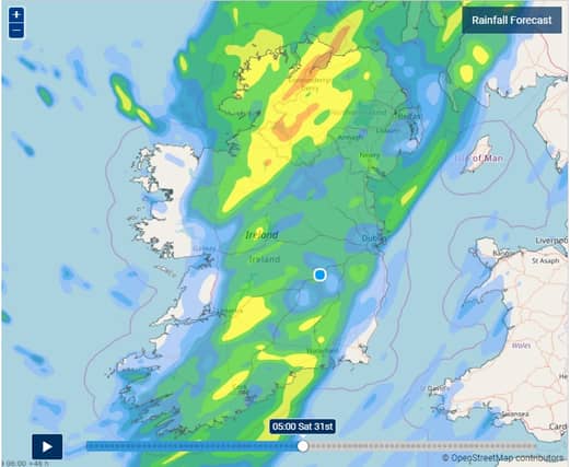 Met Éireann weather map for overnight Friday shows all of Ireland getting rain.