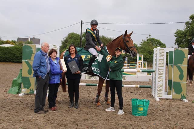 Waterford's Francis Connors celebrating winning the Galway leg of TRM/Horse Sport Ireland New Heights Champions Series