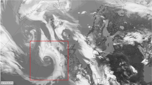 Forecast modelled Infra-red Satellite for 1pm on Friday