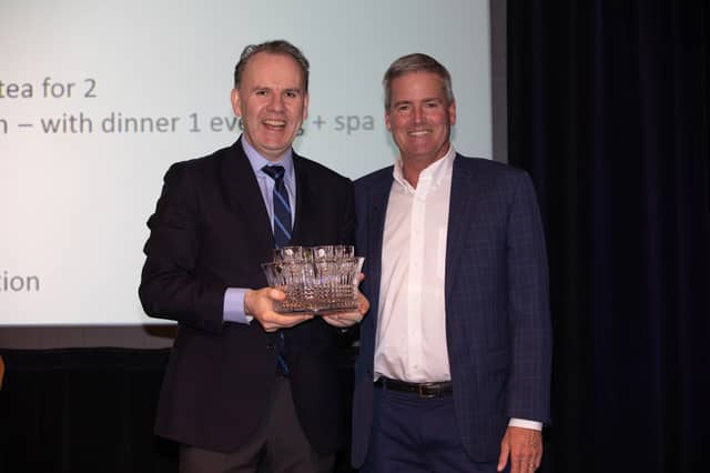 House of Waterford Crystal's David McCoy with Direct Travel's John Hayes in Boston