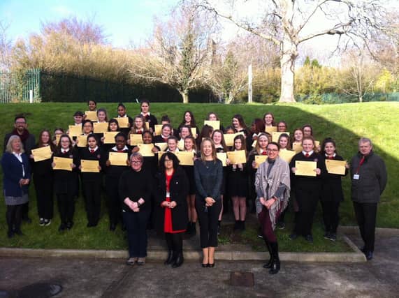 Presentation students receiving certificates following the completion of the Waterford and City Council Skills at Work programme