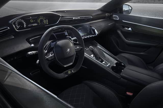 Inside the cabin, more than ever, the Peugeot i-Cockpit® is dedicated to performance and an intuitive driving experience. The sporty, compact steering wheel covered in Alcantara® combined with carbon fibre inserts and alternating Kryptonite and Onyx Black overstitching, only adds to the vehicle's agility and the head-up instrument panel allows the driver to have a clear view of the road and to have 100% concentration. Total immersion is guaranteed with the 10" capacitive HD touch screen and the 12.3" head-up digital pad. New comfort-fit seats come with leather and Alcantara® upholstery with Kryptonite and Onyx black overstitching. 