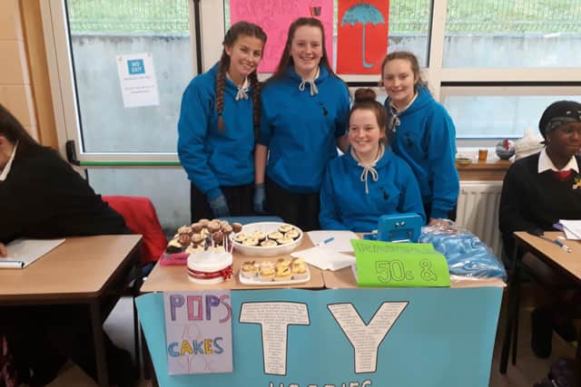 The smell of hot chocolate was in the air and the sounds of Christmas music heralded the beginning of Christmas in the Presentation with the annual transition year trade fair. The Enterprise students worked hard, producing, marketing, costing their products and services for the fair. The general purpose area was a hive of activity as staff and students shopped and bargained for the various products and services.