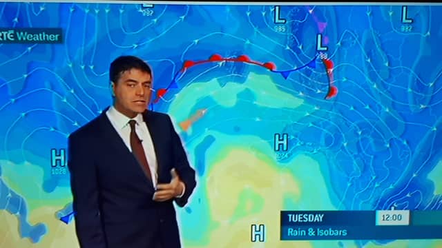 Gerry Murphy of Met Éireann forecasts on RTÉ.