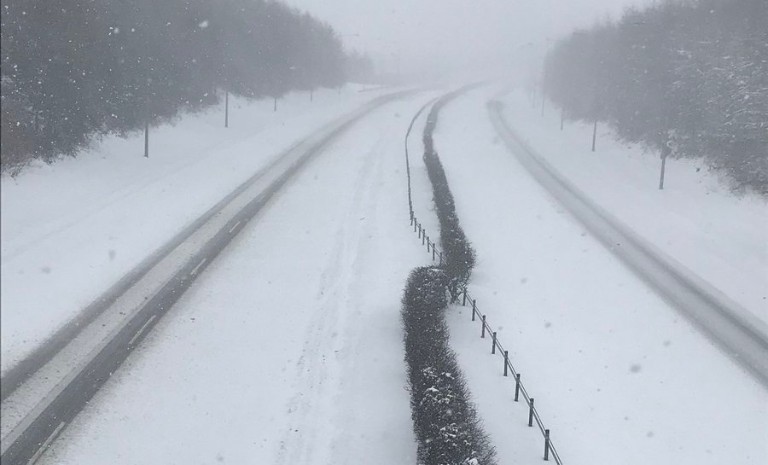 M7 Dublin, Limerick, Cork motorway during storm emma.