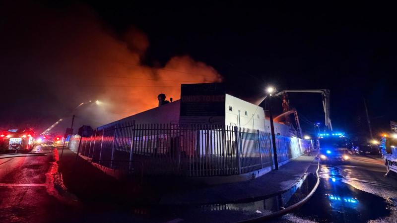 Members of Waterford Fire Service tackle the blaze at the Old Jute Factory in Waterford last weekend.