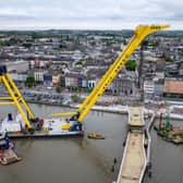 The sustainable transport bridge during its construction phase