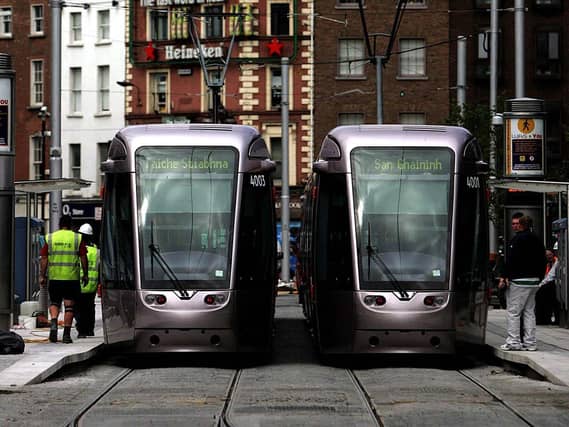 The Luas rail system pictured at the top of Grafton Street, Dublin