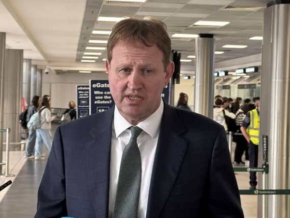 Minister for Justice Jim O’Callaghan speaks to journalists