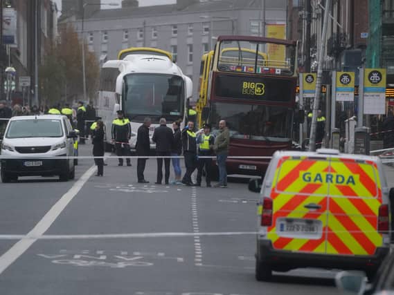 The scene in Dublin city centre after five people were injured, including three young children, following a serious public order incident which occurred on Parnell Square East in 2023