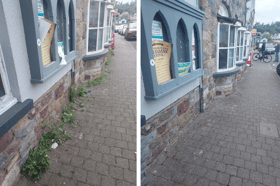 The before and after pictures outside the Ocean Hotel in Dunmore East