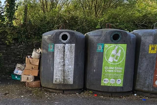 Rubbish left beside a recycling bank in County Waterford