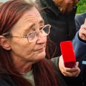 Anne English speaks to the media in Birchwood