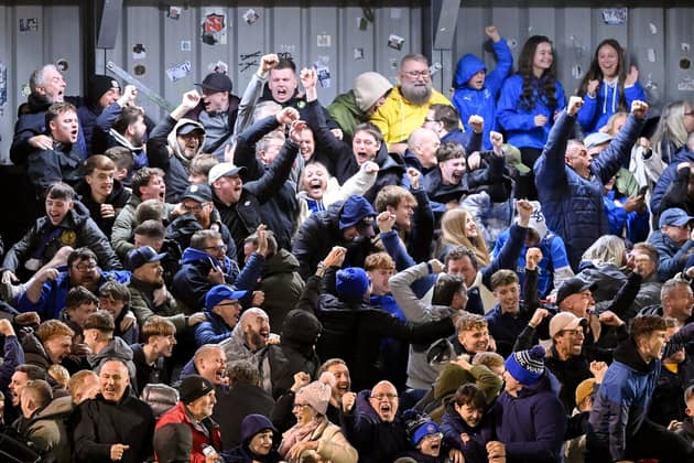 Waterford fans celebrate after Tommy Lonergan put their side 2-0 up against Bohemians in the FAI Cup semi-final