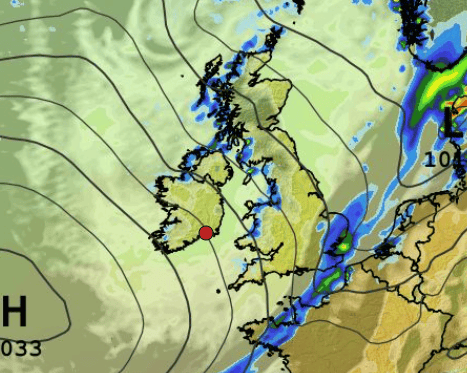 The current weather outlook over Western Europe