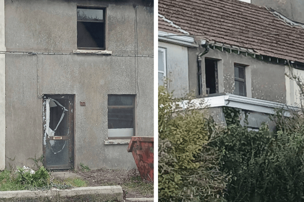 Damage done to the property in Dominic’s Place