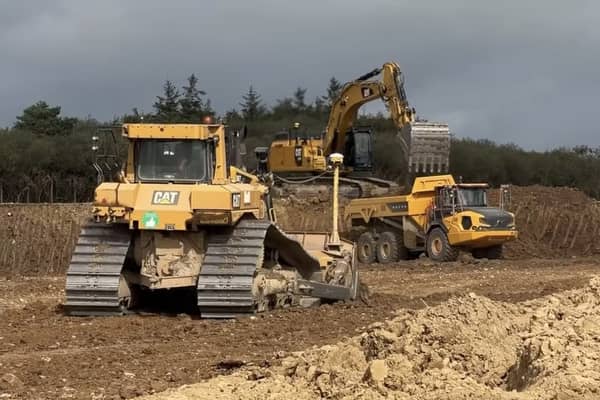 Heavy machines at work on the runway extension at Waterford Airport