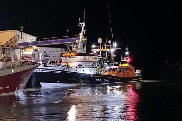 The RNLI lifeboat which was deployed to assist the trawler