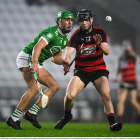 Kevin Mahony of Ballygunner in action against Robbie Hanley of Kilmallock in the 2022 Munster Final