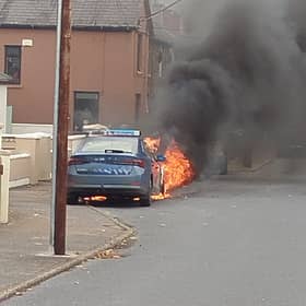 The car on fire in Griffith’s Place in Waterford city