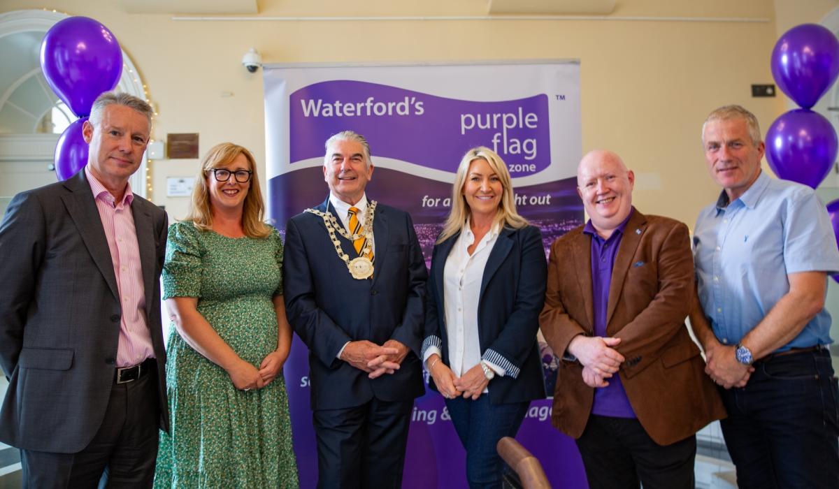 Waterford flies purple flag in recognition of its safe and vibrant