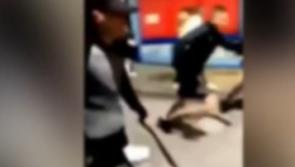 WATCH: Shocking scenes as gang armed with machete chase man in Galway