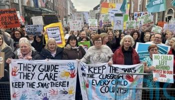 Special needs assistants protest outside Leinster House demanding &lsquo;job security&rsquo;