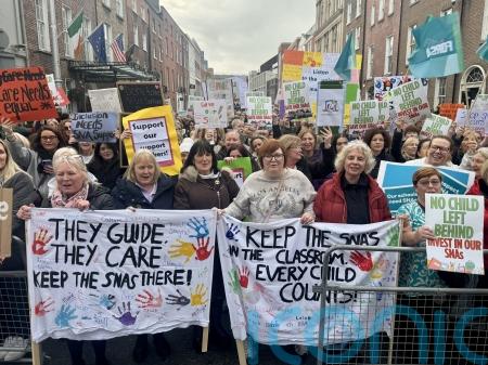 Special needs assistants protest outside Leinster House demanding &lsquo;job security&rsquo;