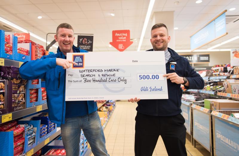 Aldi staff present Waterford Marine Search and Rescue with charity cheque 