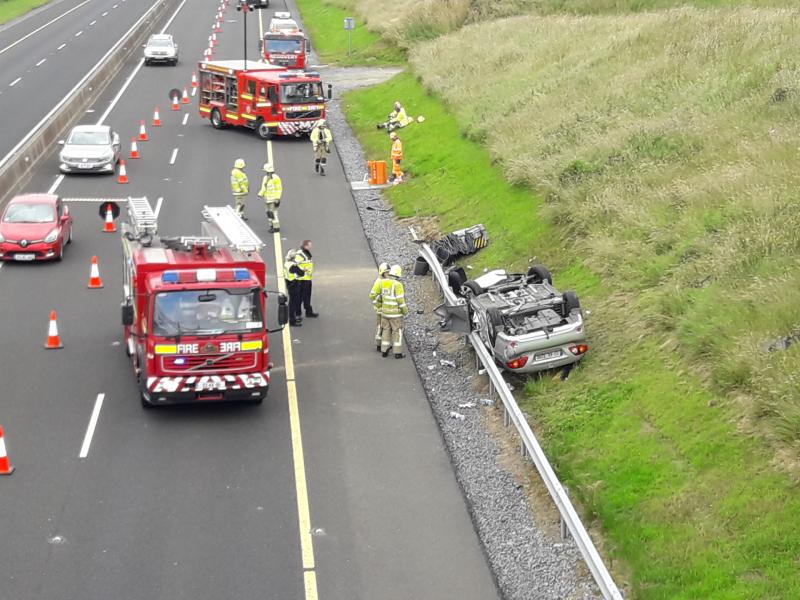 Dramatic escape for motorist on the M9 this morning 