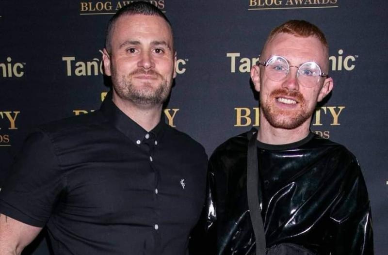 Peter O'Halloran with his friend and Big Brother star Cian Carrigan at the Irish Beauty Blog Awards