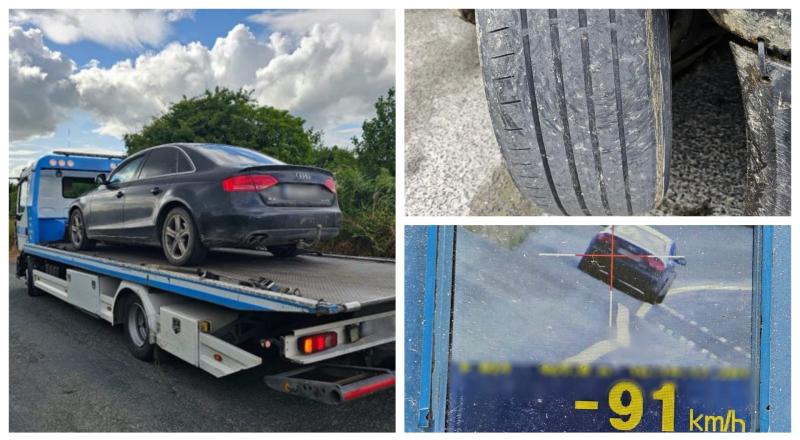 Car with defective tires and going almost double the speed limit caught by Waterford Gardaí