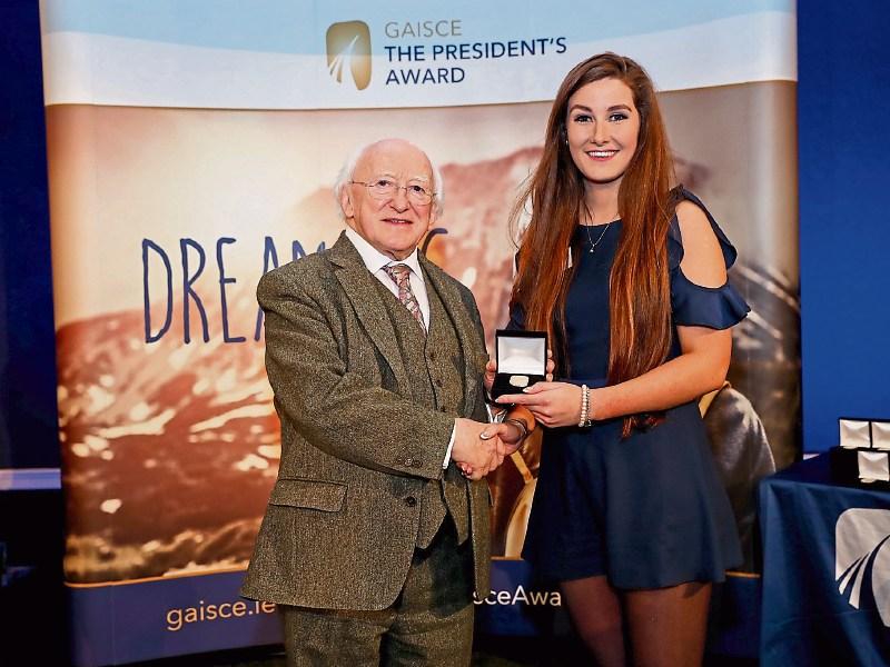 President Higgins with Mary Theresa Glendon from Clonmel at the Gaisce Awards in 2016.